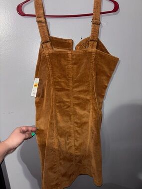 Kohl's Corduroy Pinafore Dress in Camel Brown